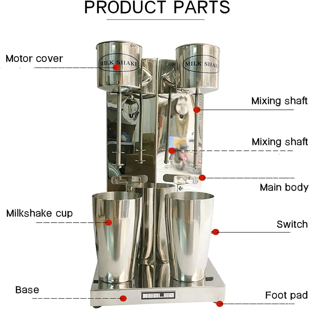 Stainless Steel Double Head 2-Speed Electric Milkshake Maker V39744