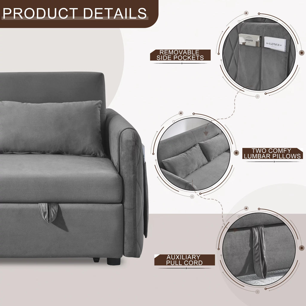 Gray 2-Seat Futon Sofa Bed X4989