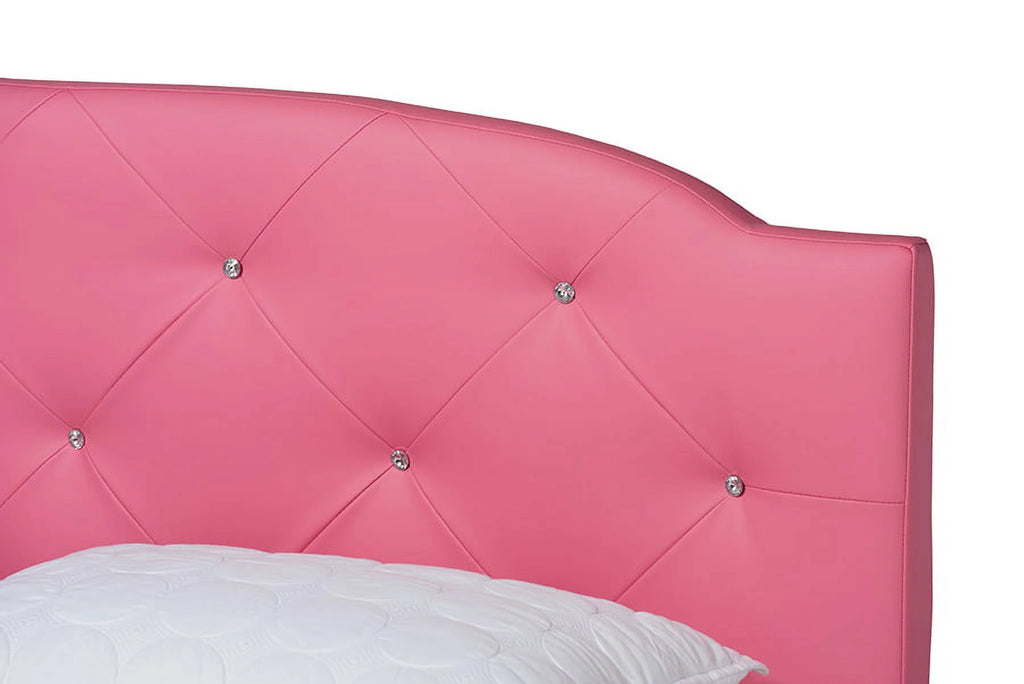 Pink Faux Leather Queen Size 3-Piece Bedroom Set A402
