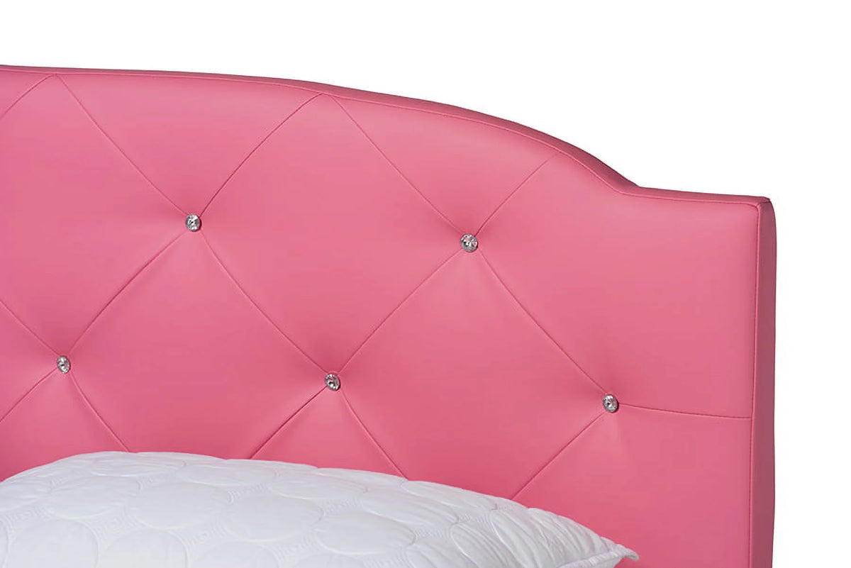 Pink Faux Leather Queen Size 3-Piece Bedroom Set A402
