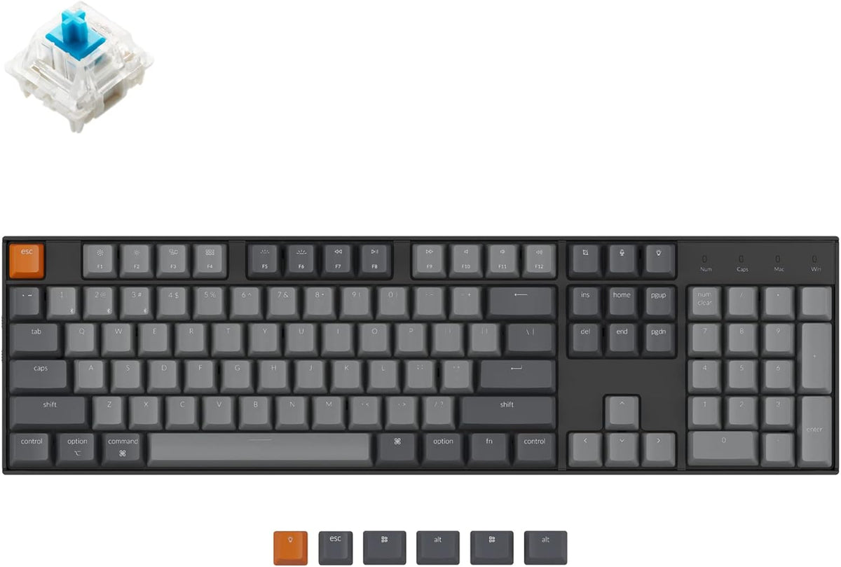 Full Size Bluetooth Wireless/USB Wired Mechanical Keyboard with Gateron G Pro Brown Switch RGB Backlight 104 Keys S836152