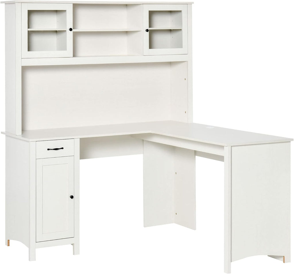 L-Shaped Desk with Hutch and Drawers O1158