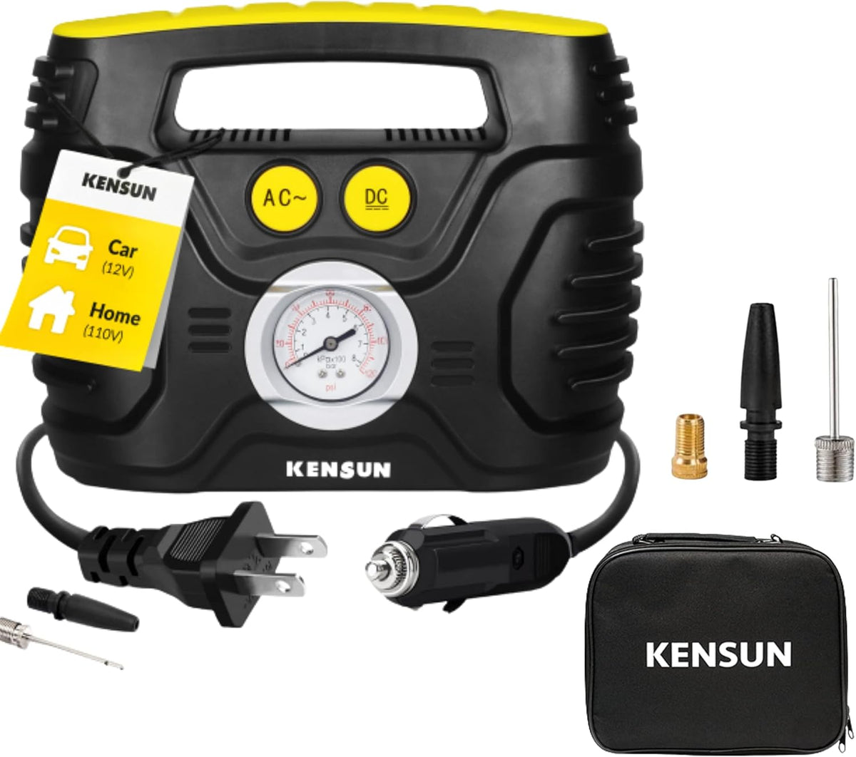 Portable Air Compressor 12V DC 110V AC 100 PSI Tire Inflator U672