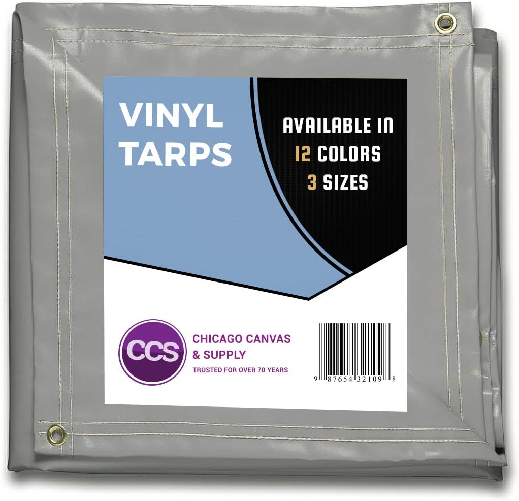 Heavy Duty Waterproof Vinyl Tarp Grey 10 by 12 Feet Pack of 2 T356