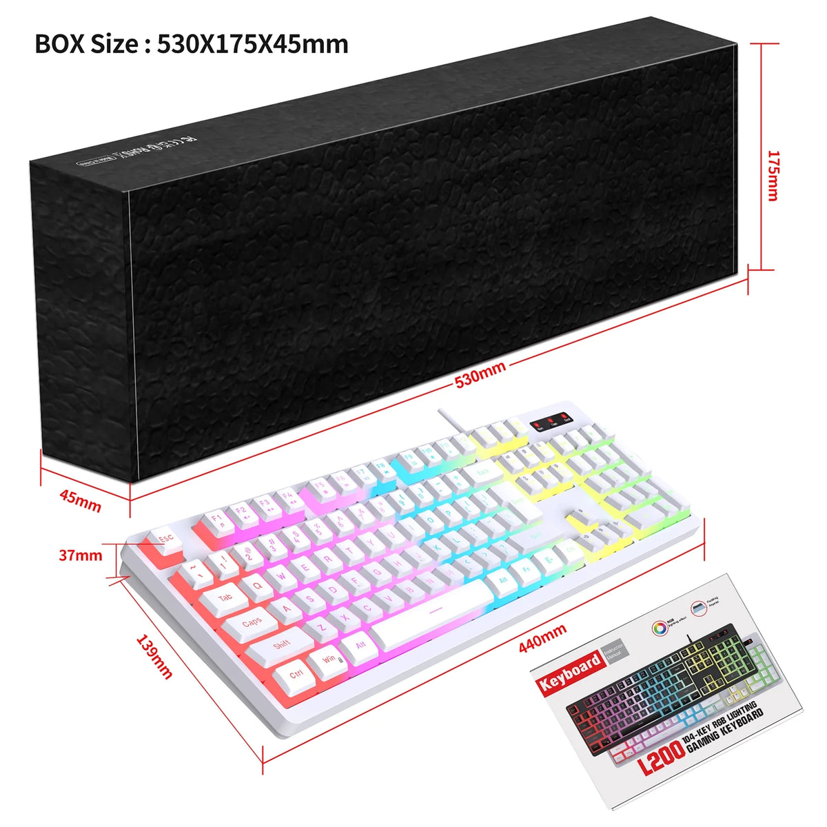 RGB Backlit Mechanical Gaming Keyboard with ABS Pudding Keycaps P60379