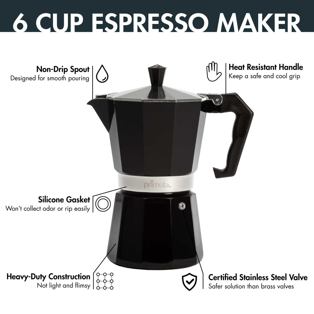 Black 6 Cup Stovetop Espresso Maker X613