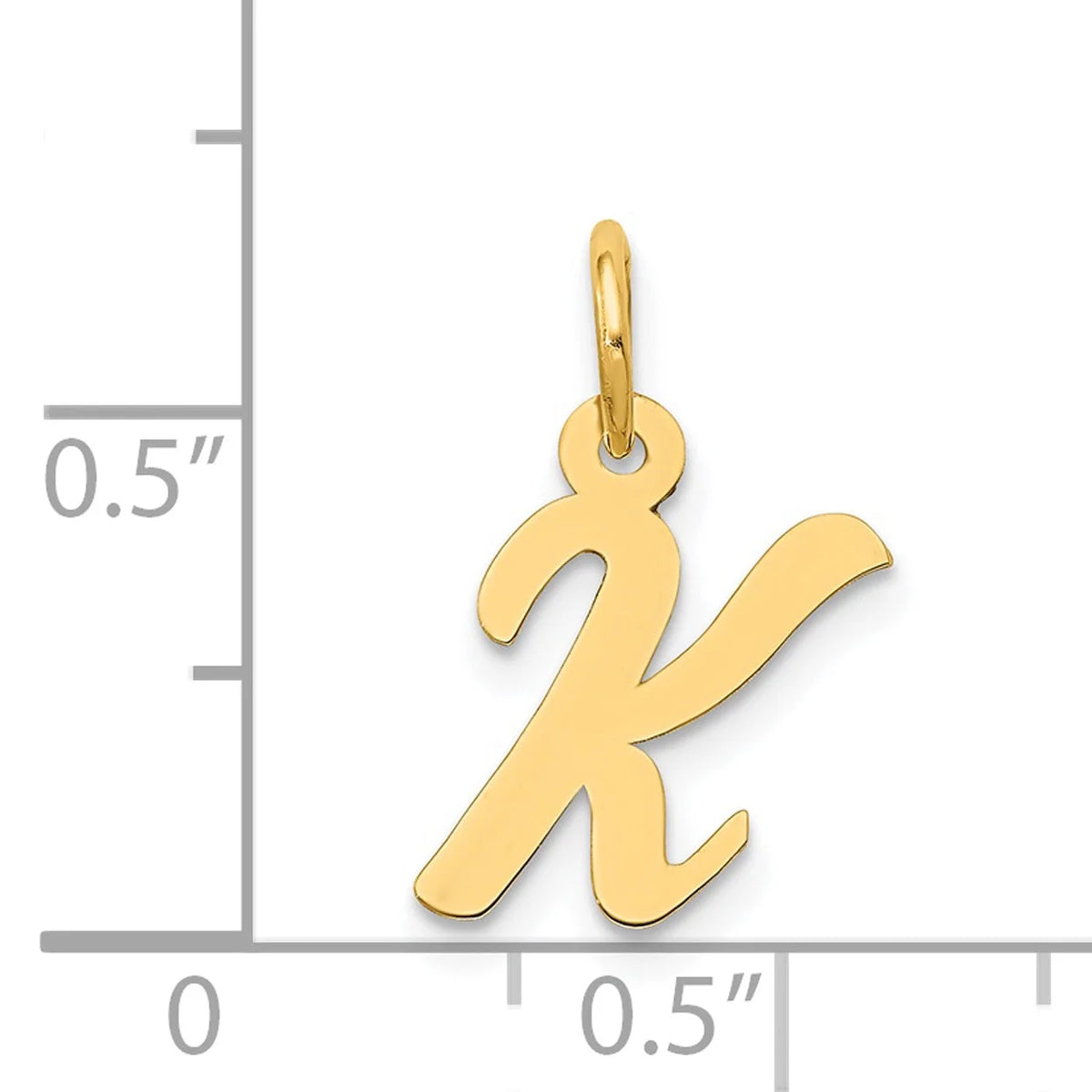 14K Yellow Gold Script Letter K Initial Pendant Charm with 10K Yellow Gold Rope Chain Necklace 16'' P59441
