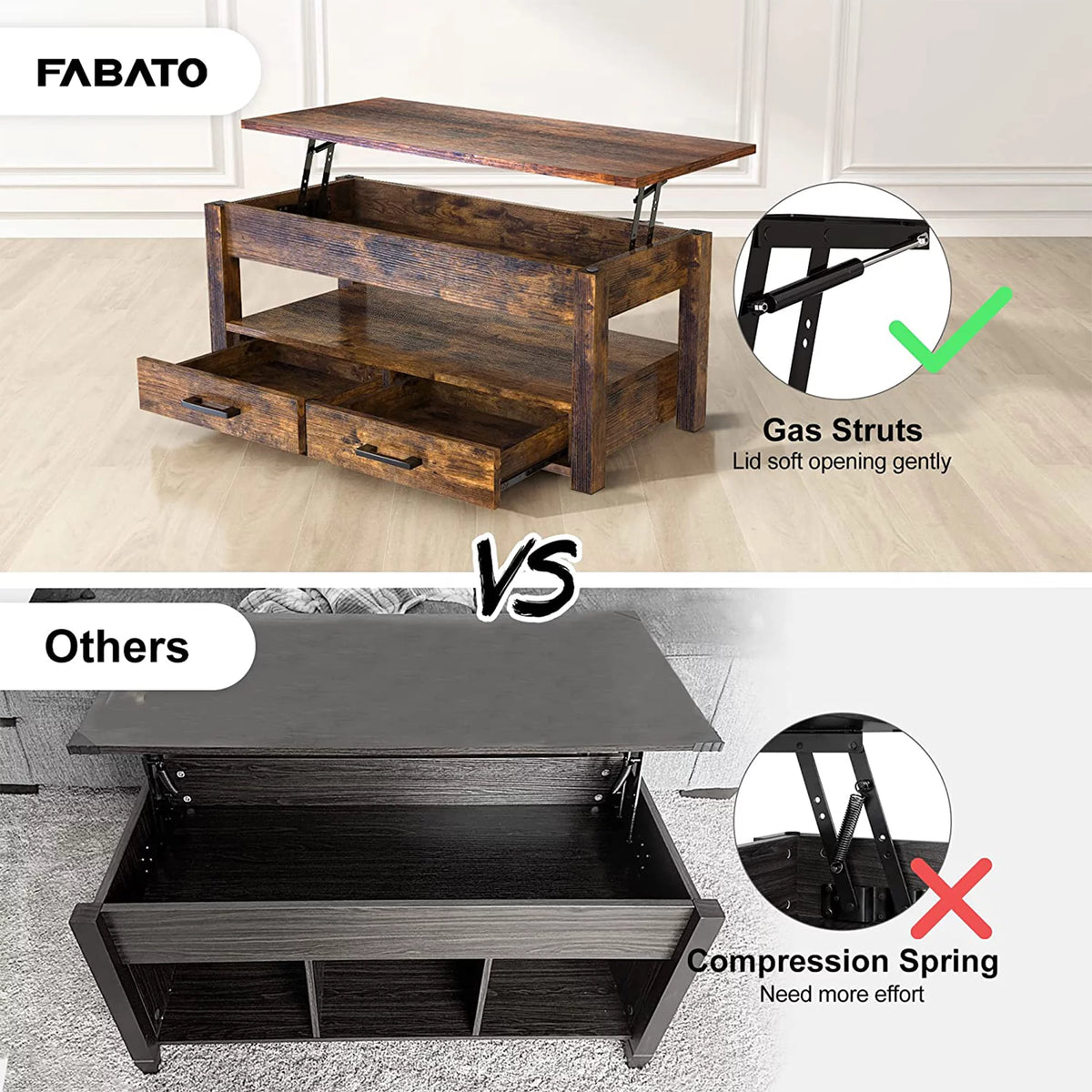 23 In Lift Top Coffee Table with 2 Drawers, Brown N223