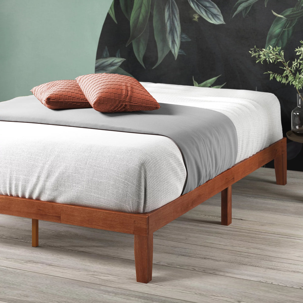 12" Wood Platform Bed Frame, Cherry, Twin A7753