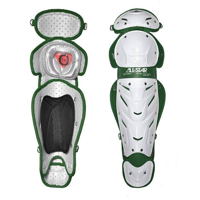 14.5x22 Softball Leg Guards in White/Dark Green Q3594