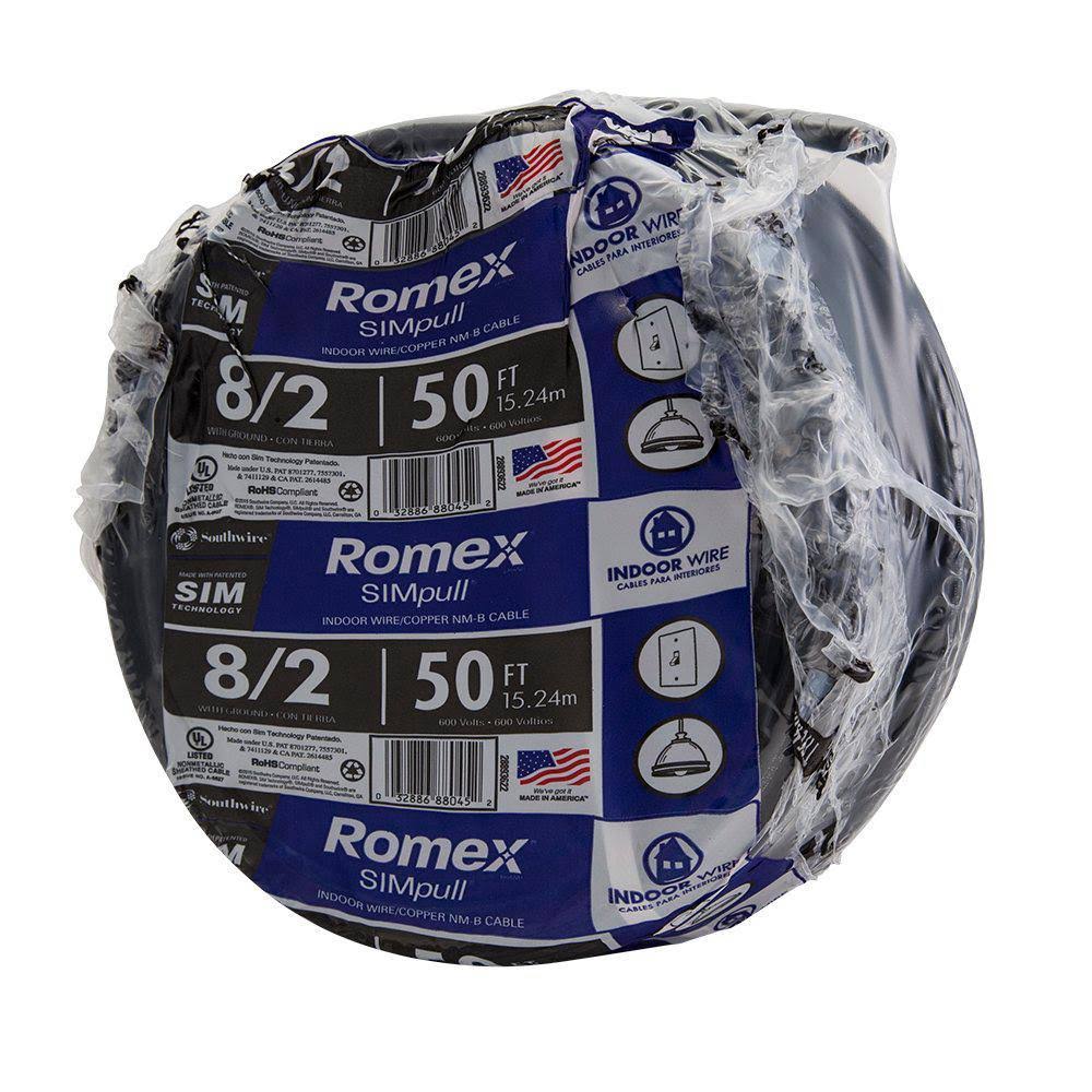 50 ft. 8/2 Black Stranded Cu NM-B W/G Wire V6689