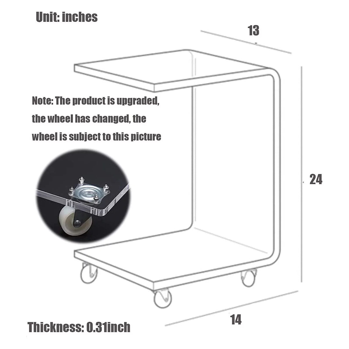Transparent Acrylic C Shape Sofa Side Table K996387