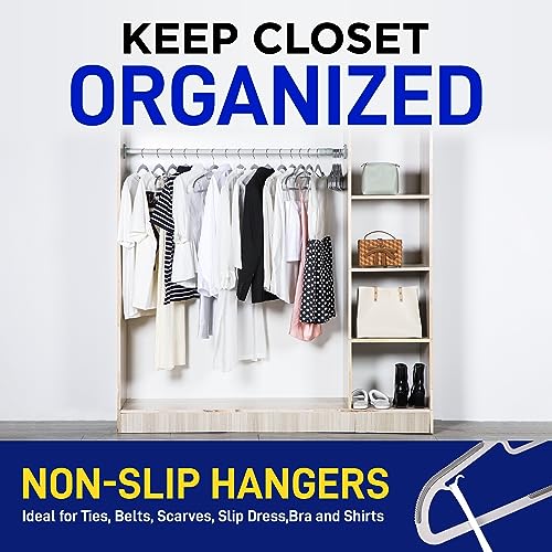 80 Pieces Black Clothes Hanger Set with 360° Swivel Hook and Non-Slip Rubber Design P107