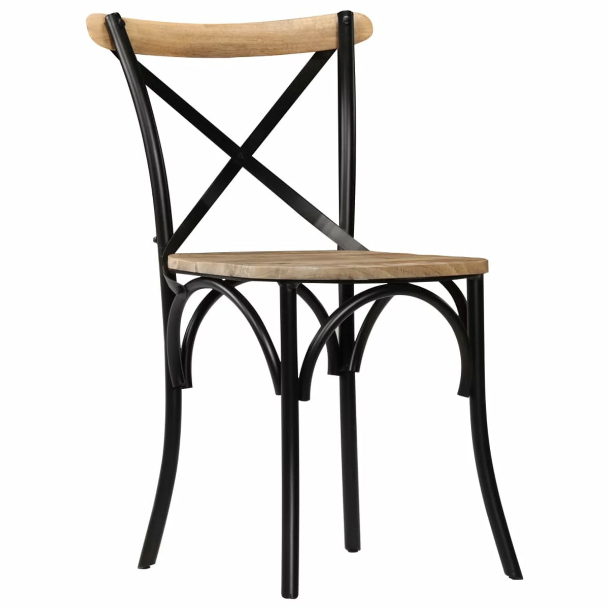 Black Solid Mango Wood Cross Chairs 2 pcs Q563