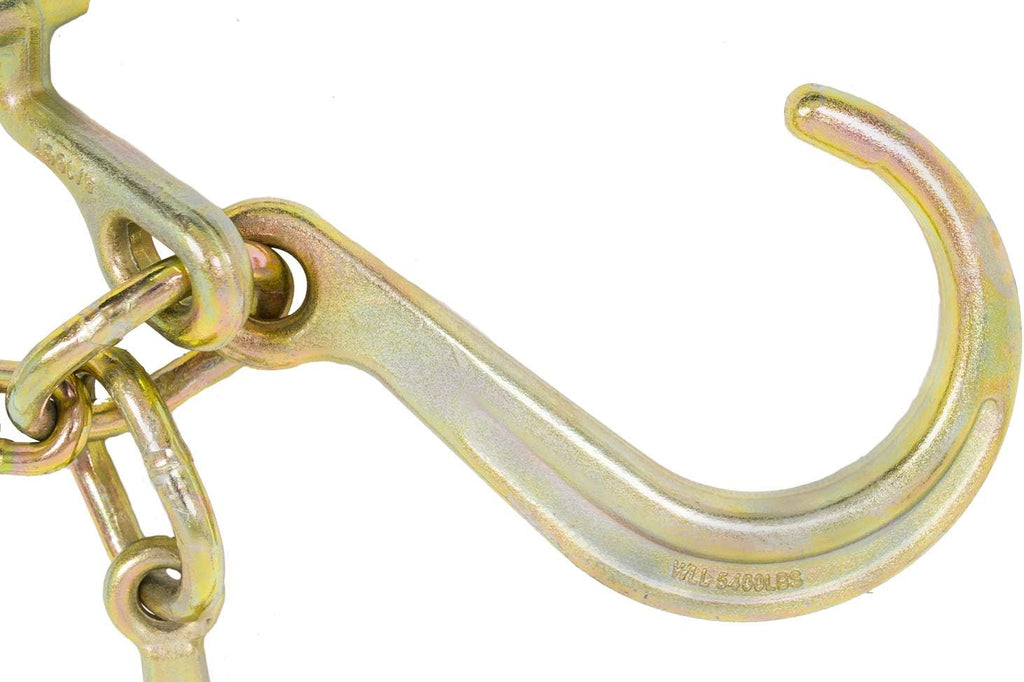 5/16'' x 3' G70 V-Chain Bridle with 8" Medium J Hooks, T-Hook & J-Hook with Grab Hooks, 4700 lbs WLL, Pack of 2 D2682