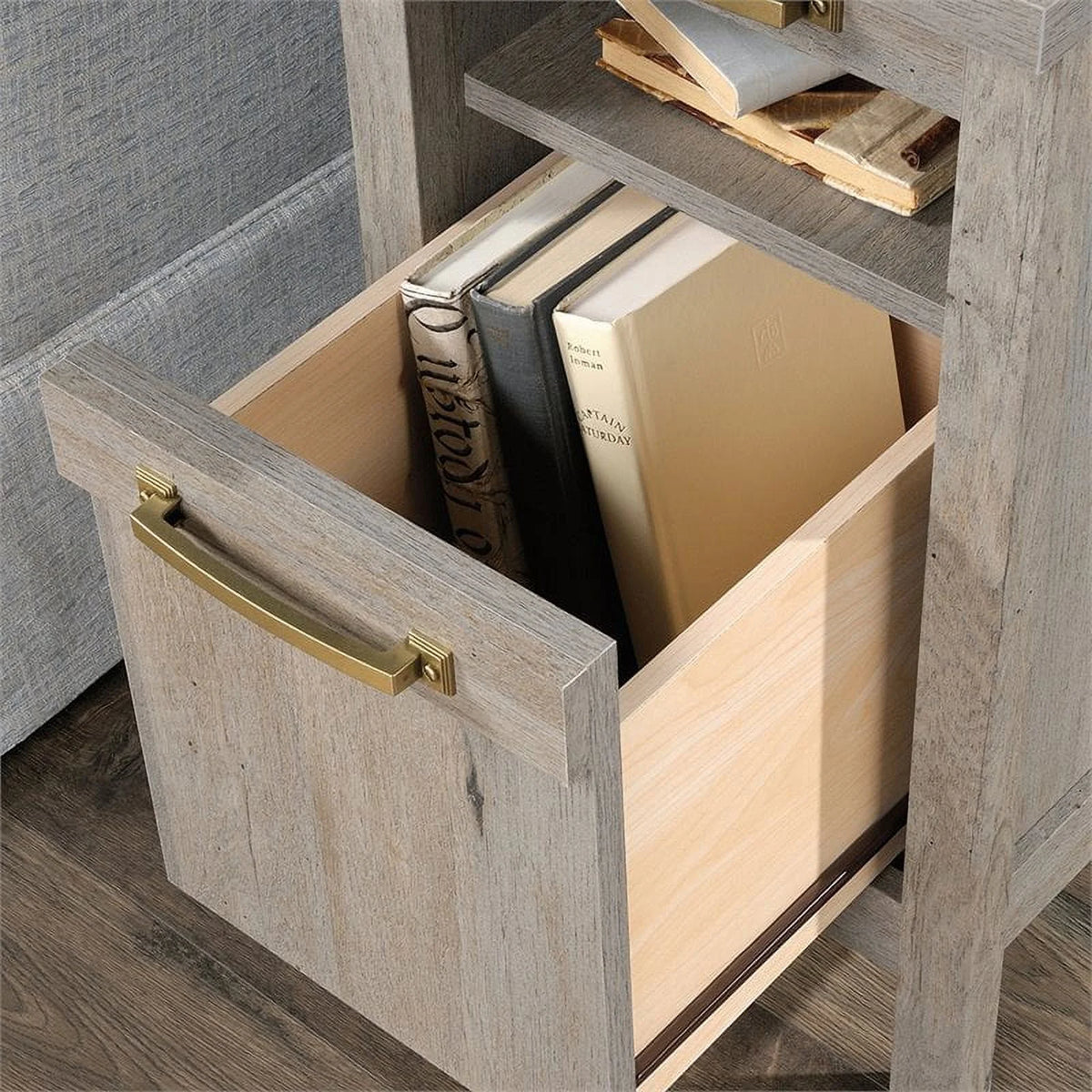 1-Drawer Coastal Engineered Wood End Table in Oak O959113
