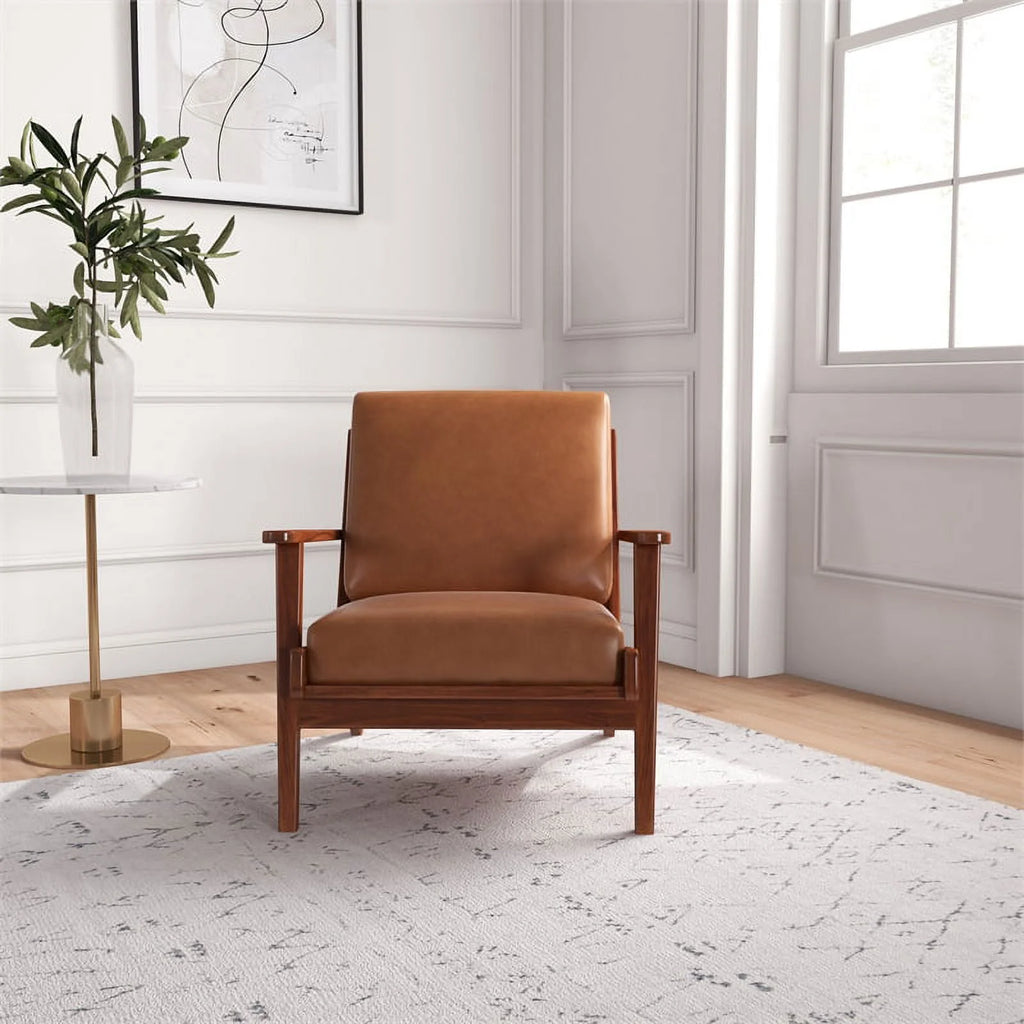 Brown Genuine Leather Accent Chair K667802