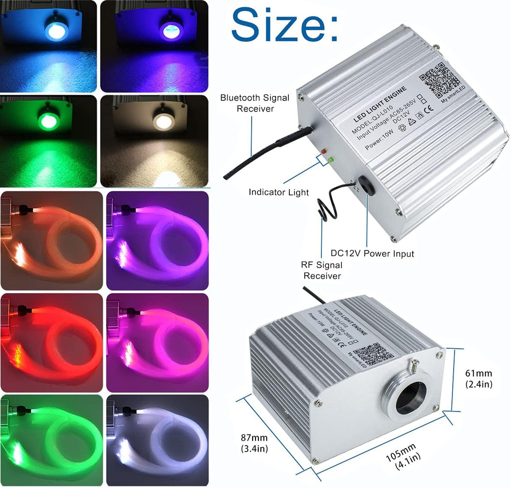 Bluetooth Fiber Optic Star Ceiling Light Kit Mixed 375pcs 9.8ft Strands X28965