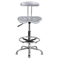 Silver and Gray Swivel Drafting Stool with Foot Ring W22532