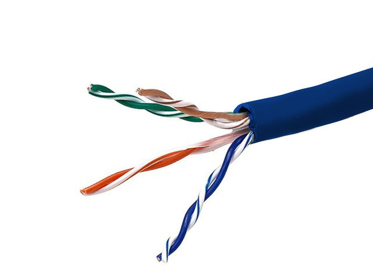 1000ft 24AWG Cat5e 350MHz STP Solid Riser-Rated Bulk Pure Bare Copper Ethernet Cable Blue D6320