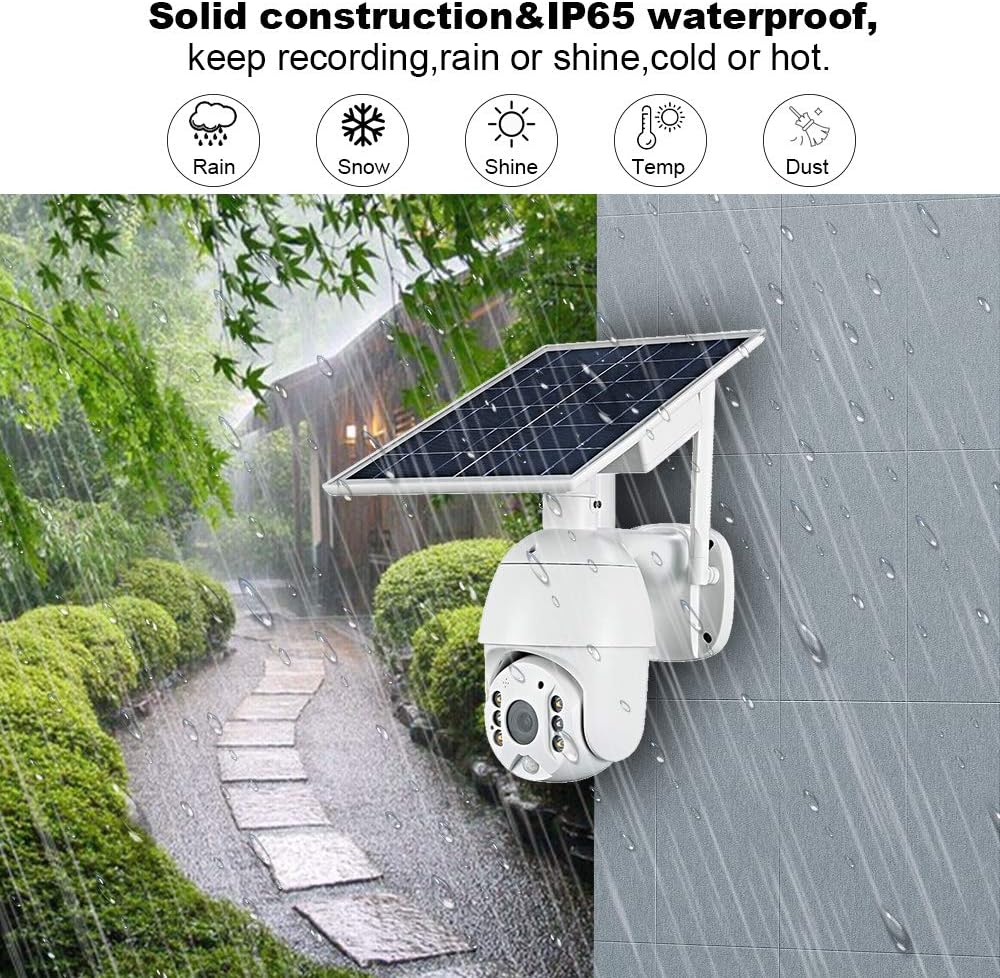 Wireless Solar Powered Battery PTZ IP Security Camera with 1080P Video Night Vision Spotlight 2-Way Audio Z925593