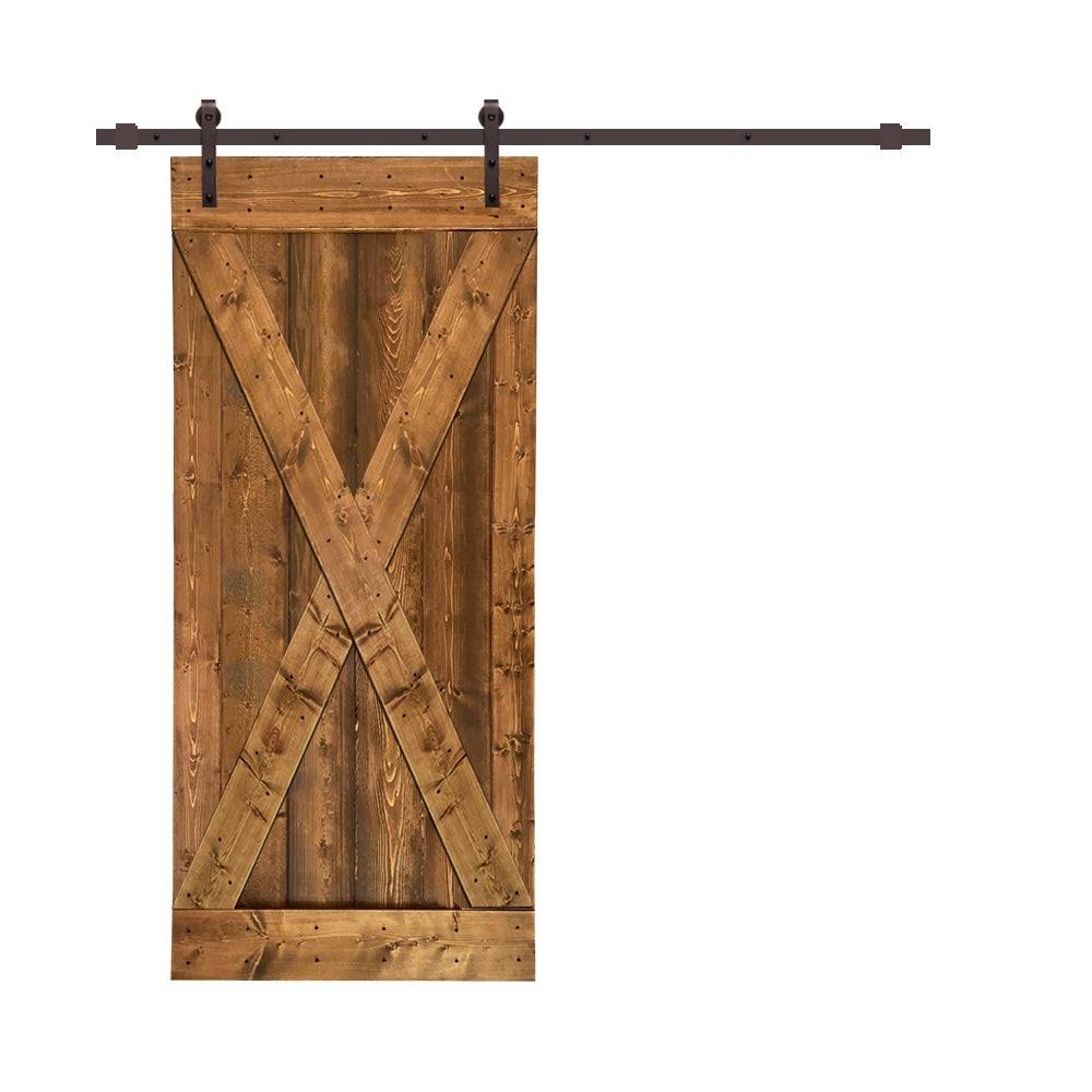 Weather Gray Stained Wood Interior Sliding Barn Door with Hardware Kit V2241