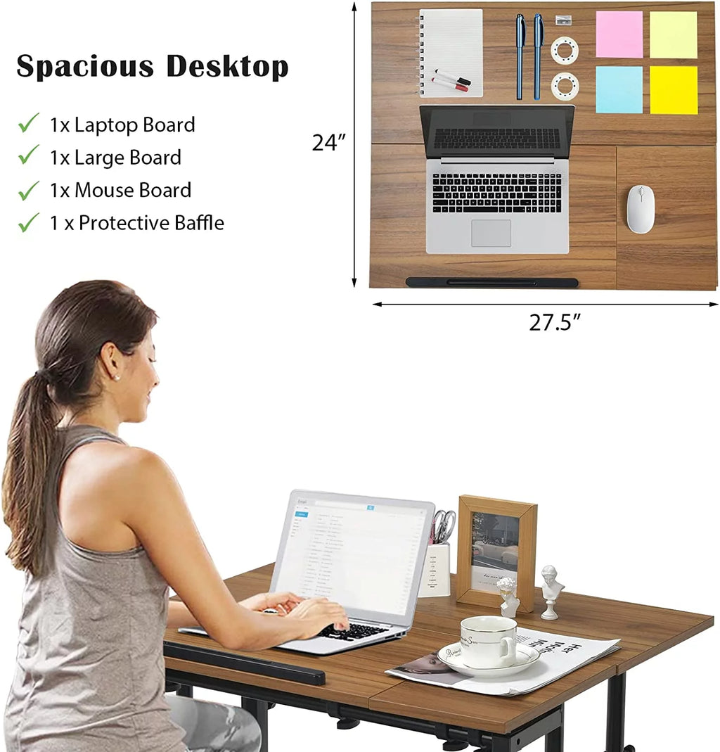 Mobile Standing Desk with Tilting Tabletop & Wheels L91923