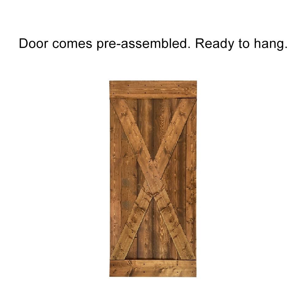Weather Gray Stained Wood Interior Sliding Barn Door with Hardware Kit V2241