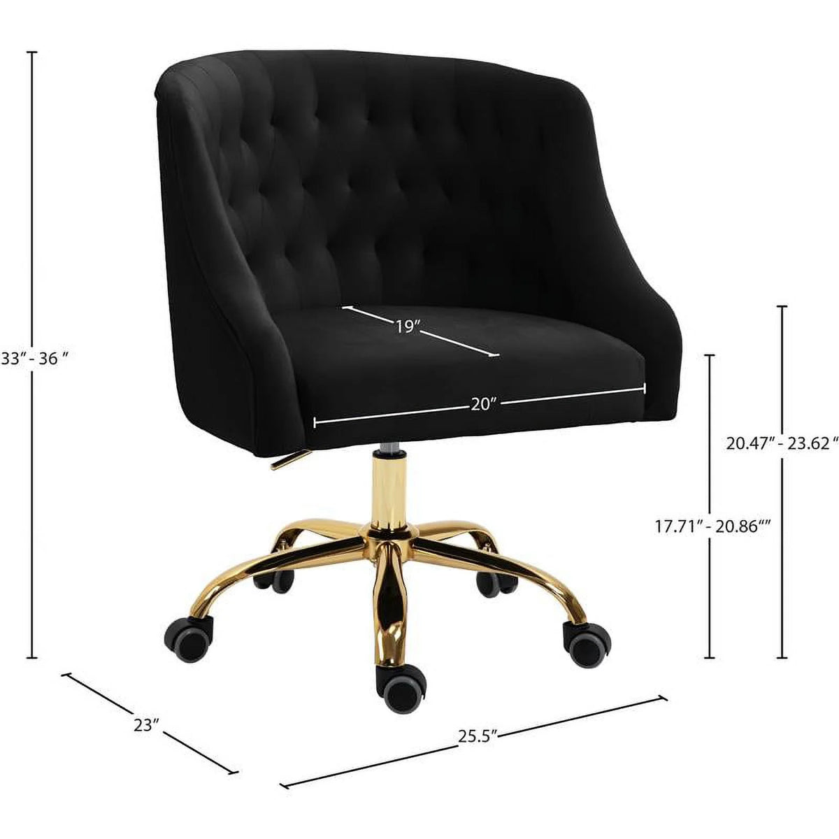 Black Velvet Swivel Adjustable Office Chair P105905