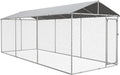 Large Heavy Duty Dog Kennel with Waterproof Cover, Galvanized Chain Link, 19.7' x 7.5' x 7.5' L783