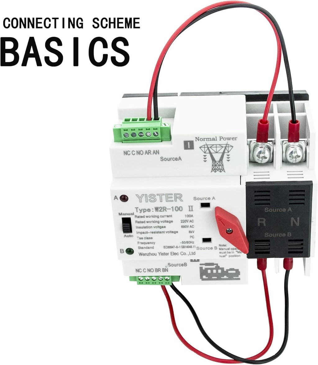 WiFi RF433 Remote Control 2P Dual Power Automatic Transfer Switch 16-100A Din Rail Mounted I350042