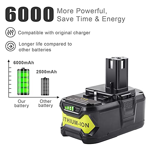 [2Pack] 18V 6.0 Ah Battery for Ryobi ONE+ System 18-Volt Cordless Tool Battery V323