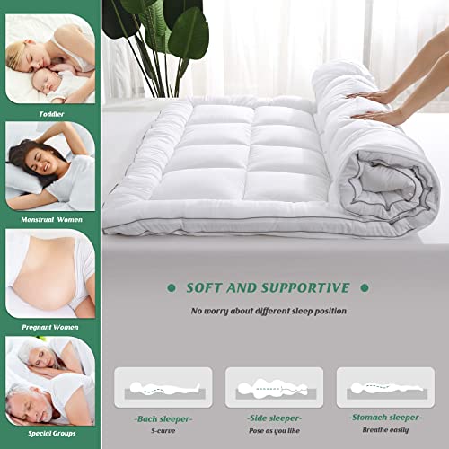 Twin XL Size Cooling Mattress Pad Cover Rayon from Bamboo Quilted Fitted Mattress Topper with 19 Inches Deep Pocket D870