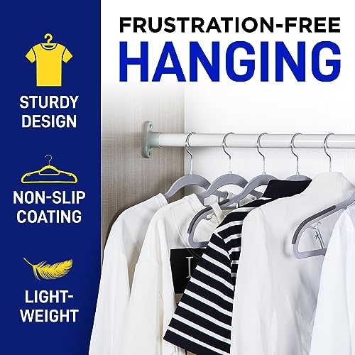 80 Pieces Black Clothes Hanger Set with 360° Swivel Hook and Non-Slip Rubber Design P107