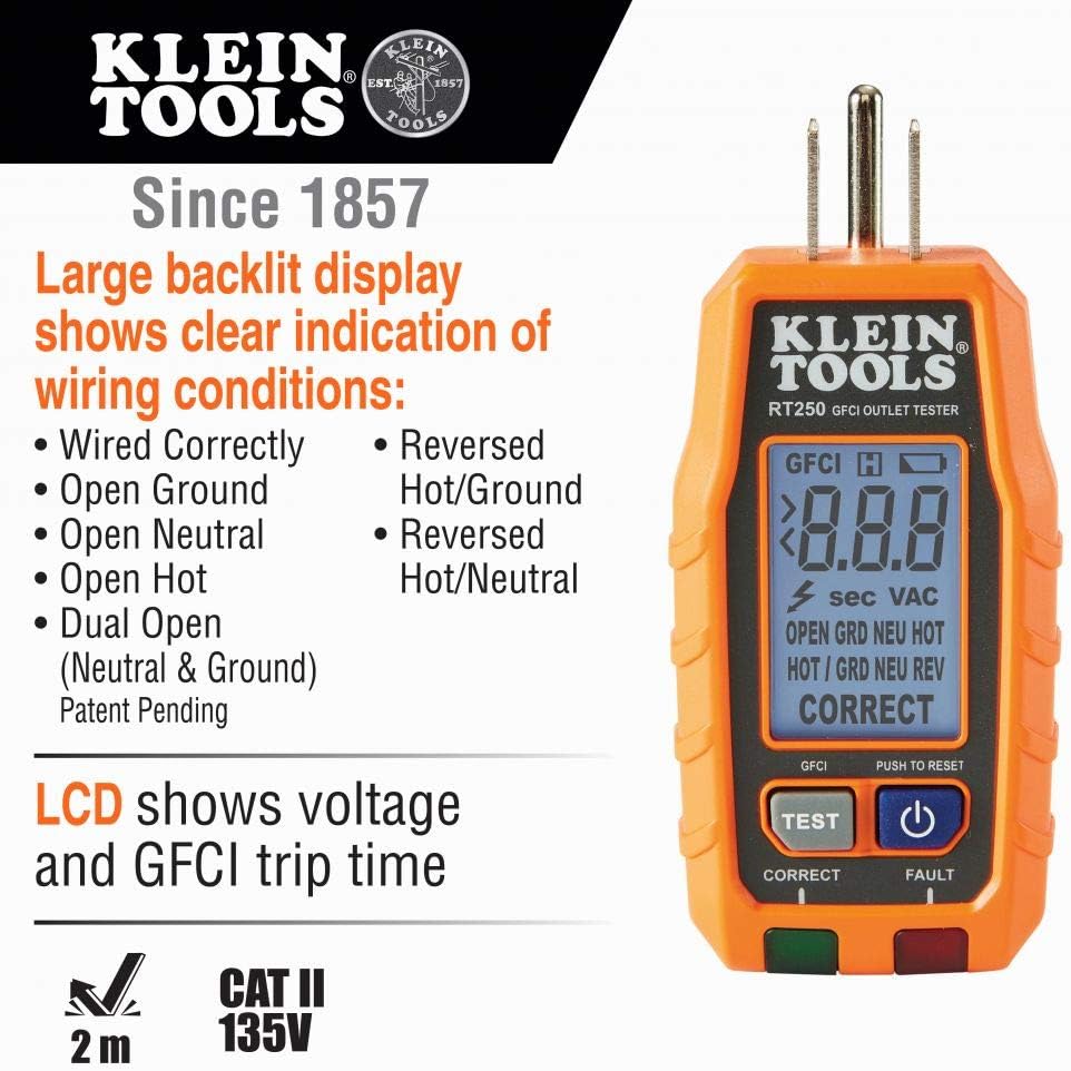 Non-Contact Voltage Tester and GFCI Receptacle Tester with LCD A76068