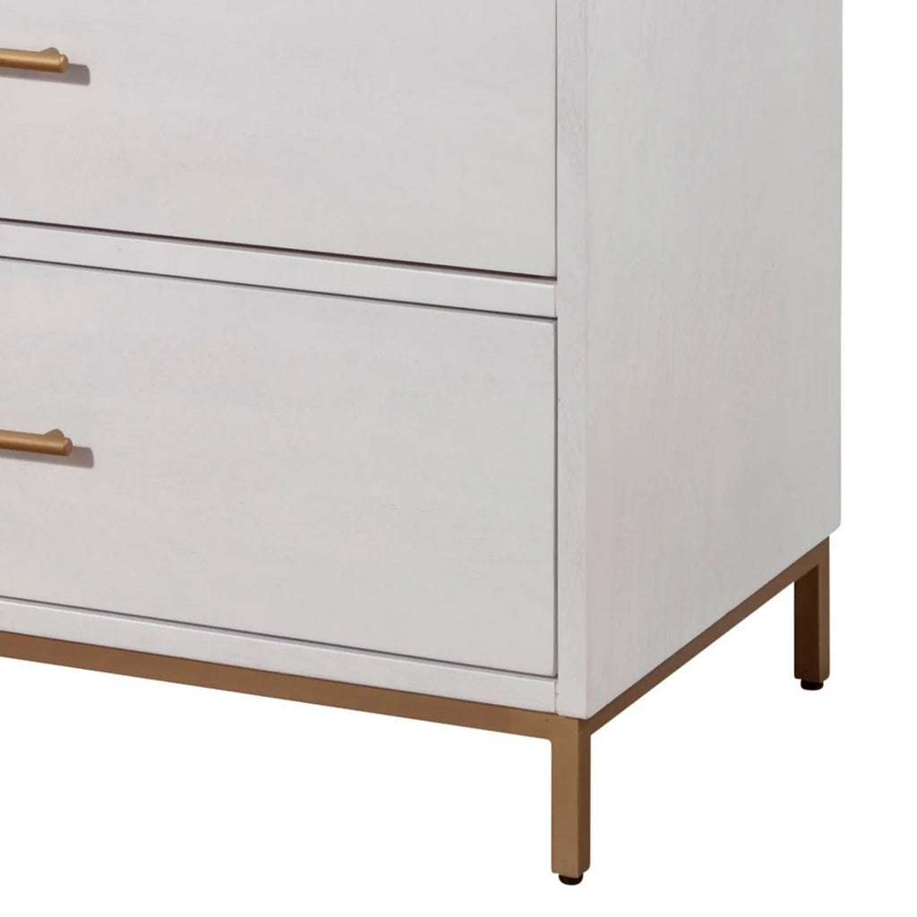 34 Inch 3 Drawer Wooden Chest with Metal Base J55145