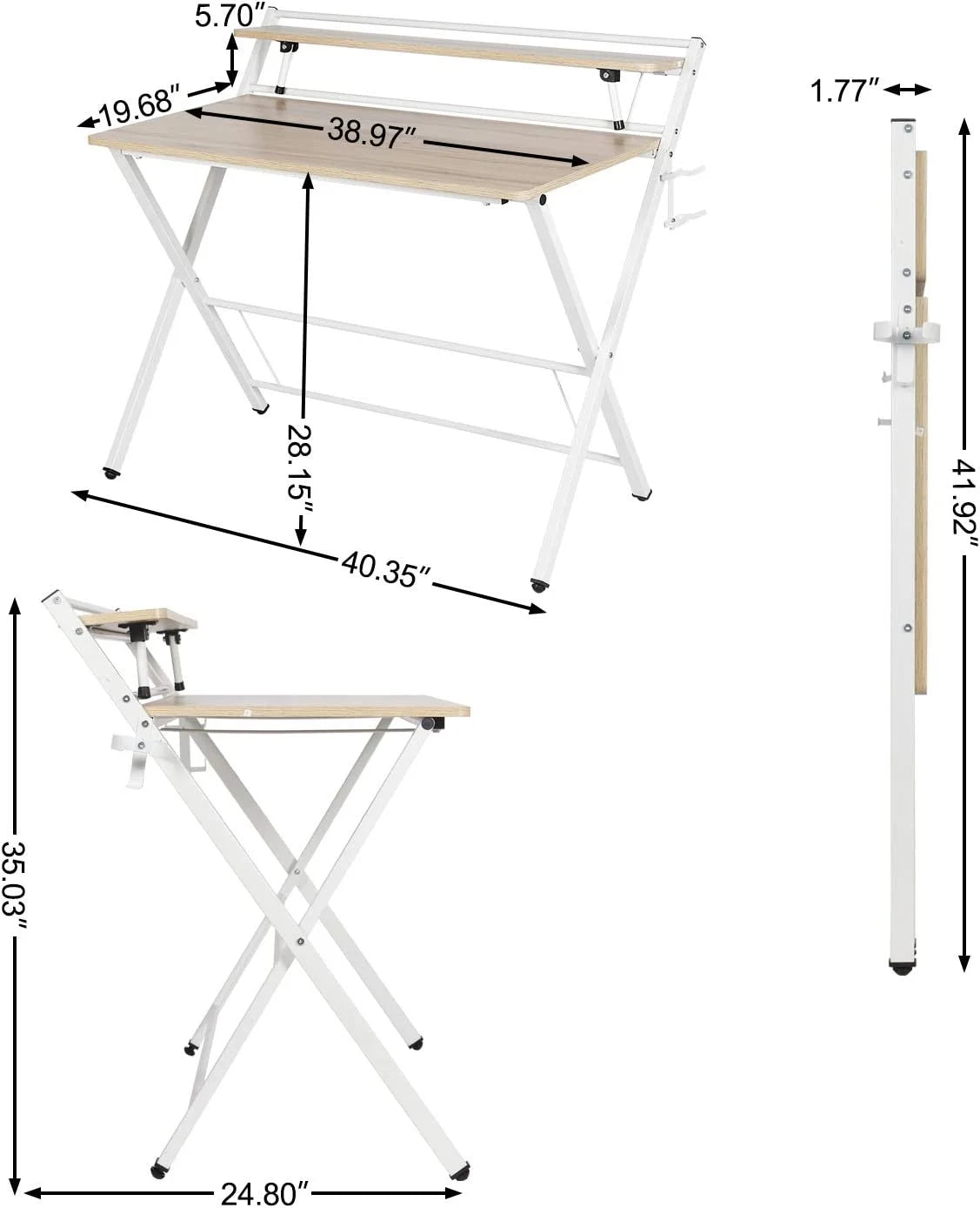 Small 2-Tier Computer Desk with Shelf V637040