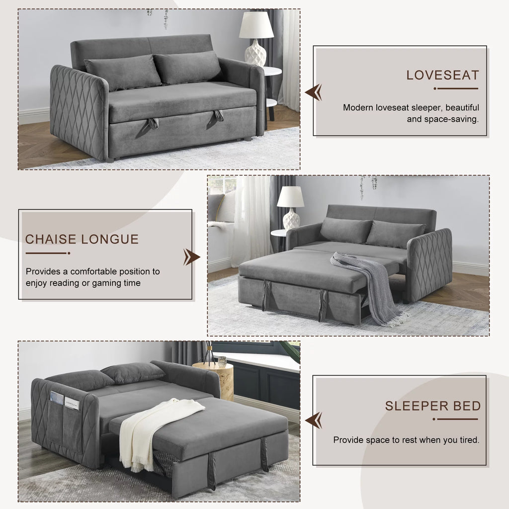 Gray 2-Seat Futon Sofa Bed X4989