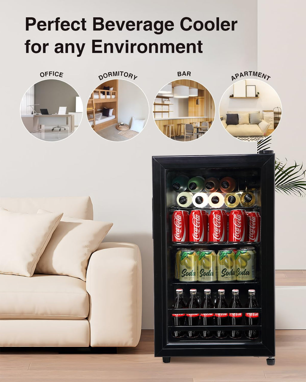 120 Can Freestanding Beverage Cooler with Glass Door L334152