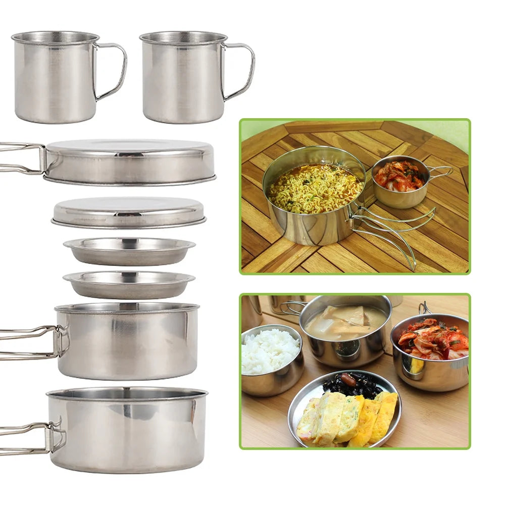8PCS Stainless Steel Camping Cookware Set I608