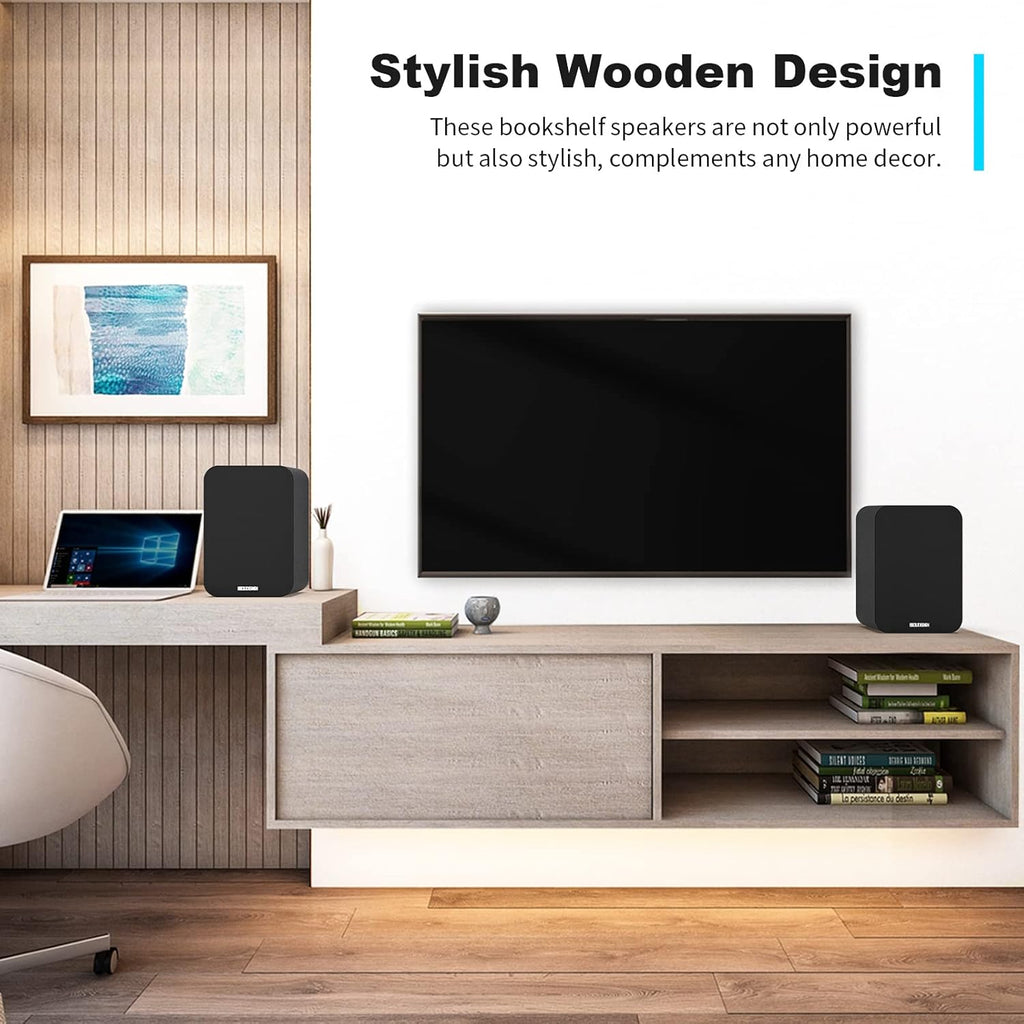 Bluetooth Bookshelf Active Speakers, 50W RMS, Pair, Black G43287