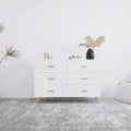 White 6 Drawer High Glossy Chest of Drawer with Golden Handle Y14878