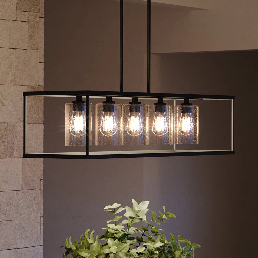 Black Bronze Clear Seedy Glass Chandelier U8881