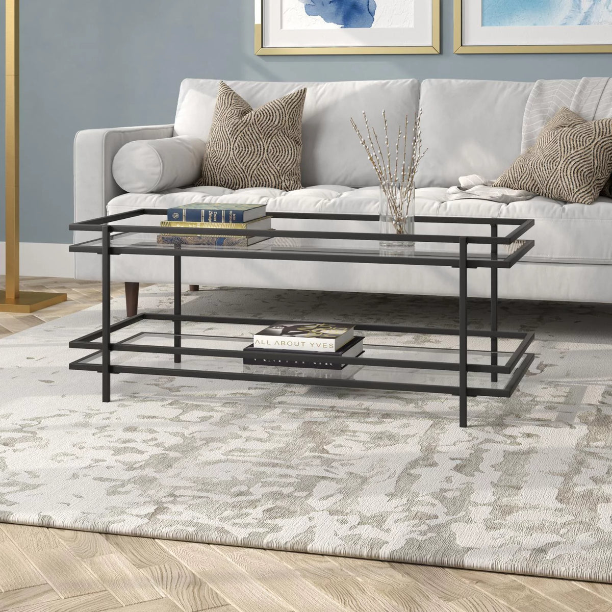 Modern Steel and Glass Coffee Table T46003