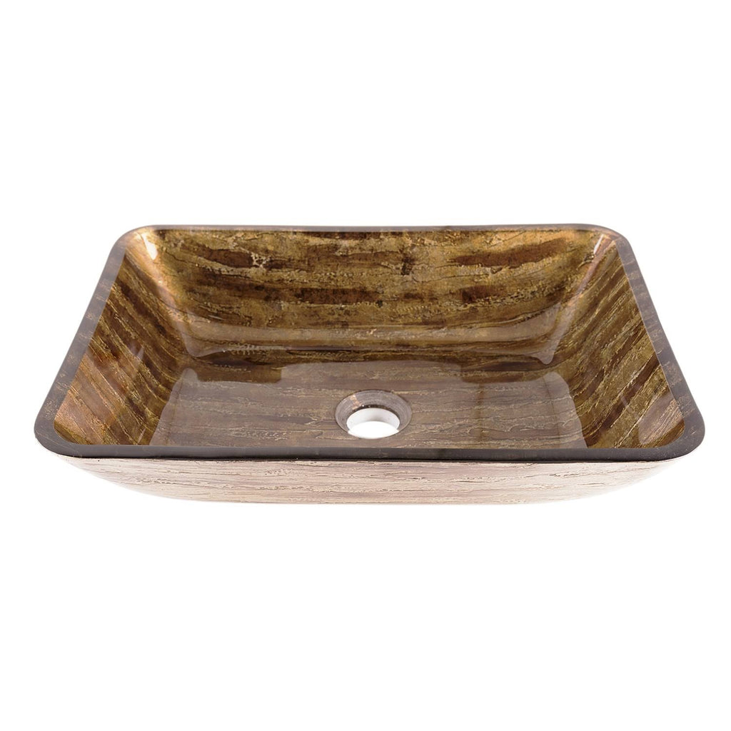 Amber Sunset Glass Rectangular Vessel Bathroom Sink N157891