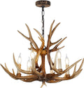 Antler Chandelier 6 Light Large Faux Resin Brown V37550
