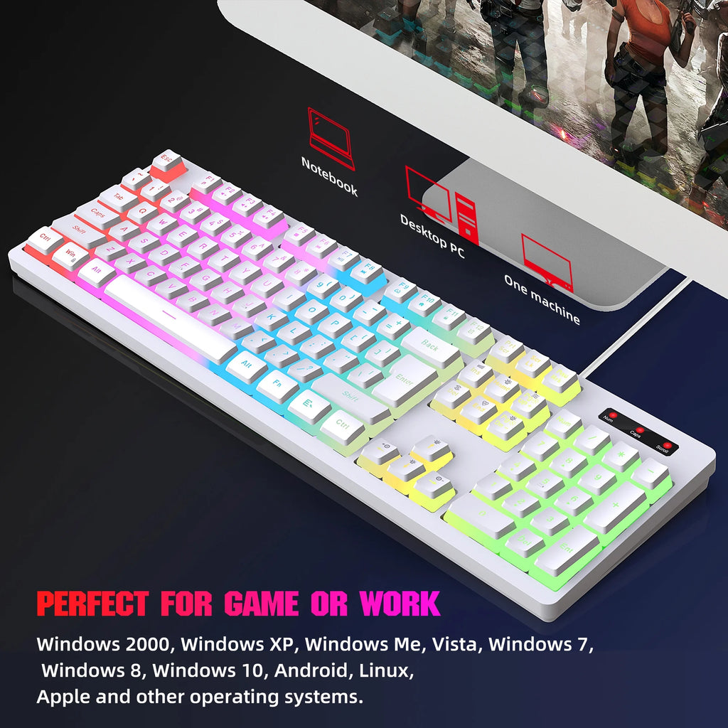 RGB Backlit Mechanical Gaming Keyboard with ABS Pudding Keycaps P60379