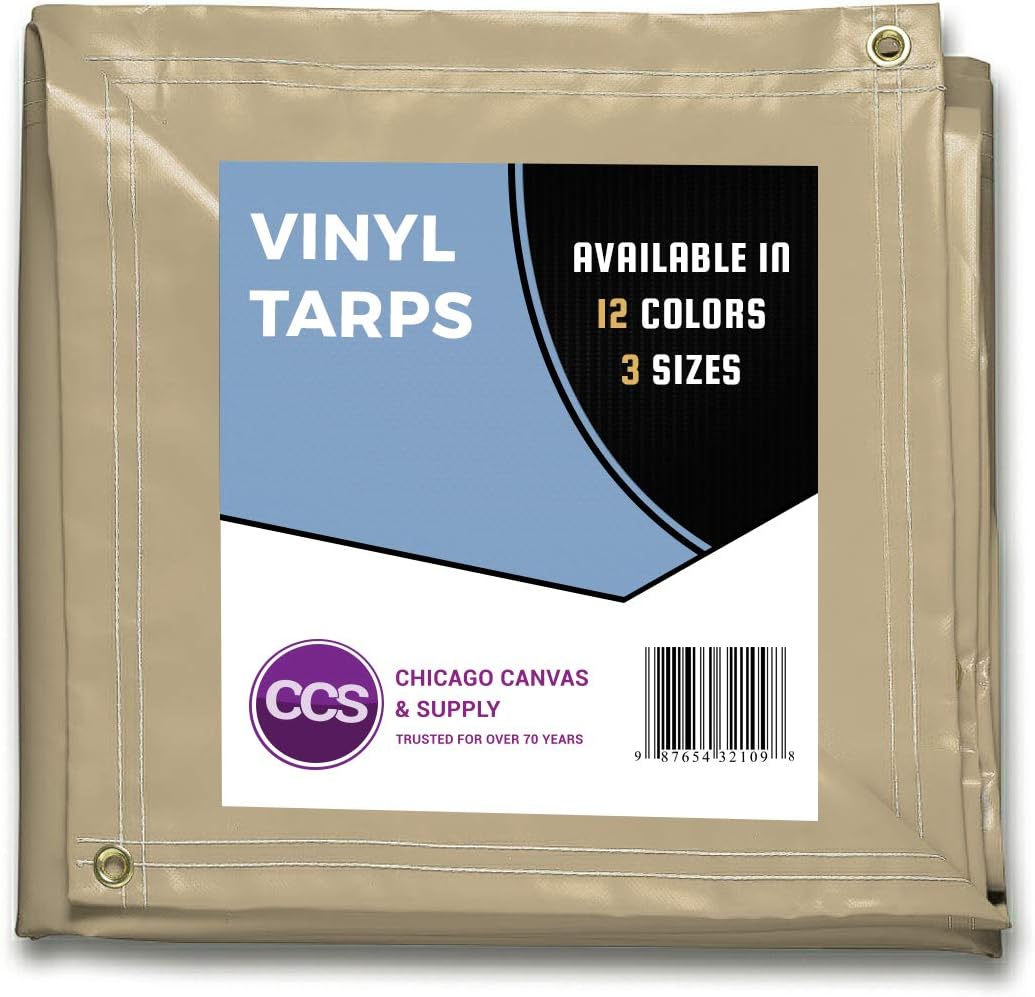 Heavy Duty Waterproof Vinyl Tarp Grey 10 by 12 Feet Pack of 2 T356