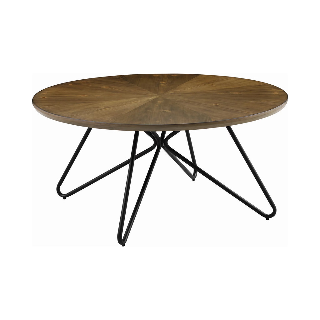 Round Coffee Table Dark Brown and Black Q285016
