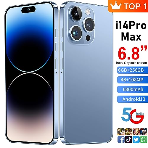 Unlocked Cell Phone 6.82" HD Screen 6+256GB Android 13 Smartphone Dual SIM Gold F710
